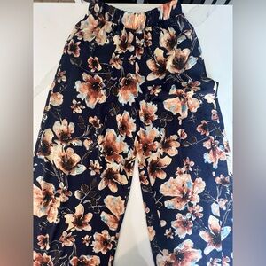 Peach Love California Navy Floral Wide Leg Pants